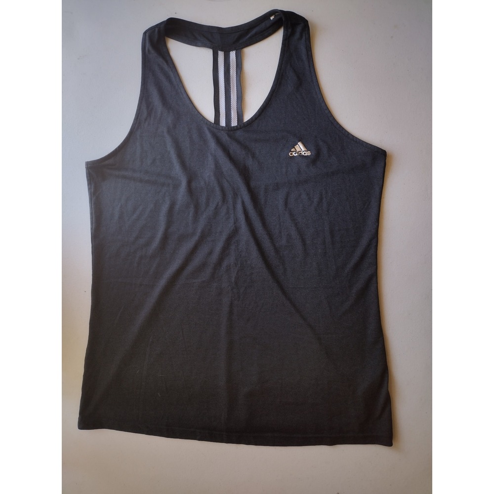 Adidas Climalite Racerback Tank Top Dark Grey Heather Striped T-Back Womens XL